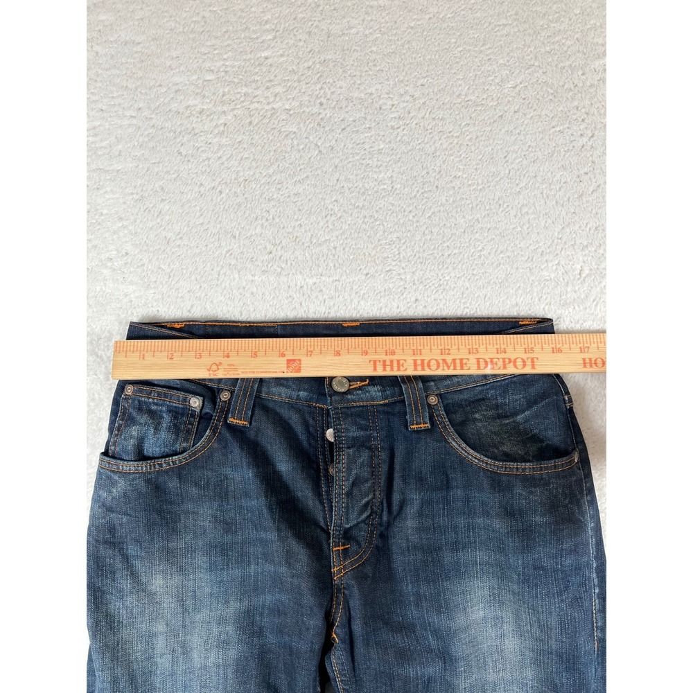 Nudie Jeans Co Grim Tim Org White Knee Slim Straight Dark Wash 31x34 (32x34) - Picture 7 of 9
